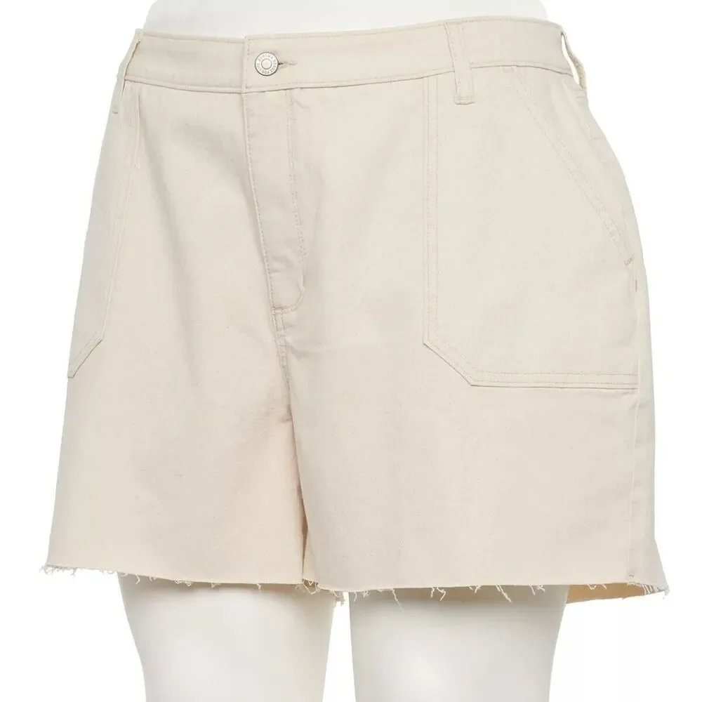 Women's Plus Size High-Waist Denim Shorts Sonoma Goods For Life® - Cream, 16W